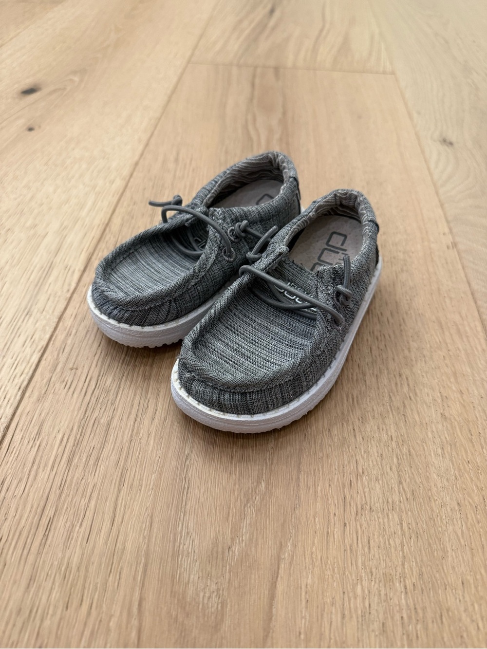 Hey Dude Kids Gray Knit Slip-On Sneakers with White Sole